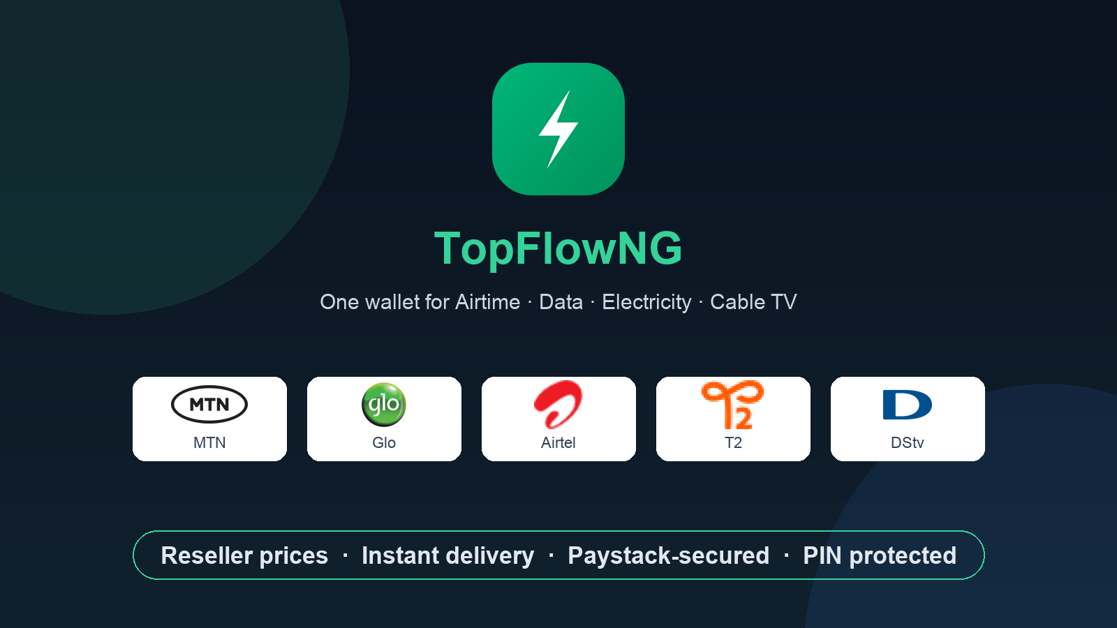 TopFlowNG - airtime, data, electricity and cable TV payments in Nigeria